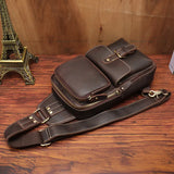 Luufan Genuine Leather Chest Bag Men Shoulder Sling Bag Male Vintage Crazy Horse Chest Pack Large Capacity Men Riding Bag