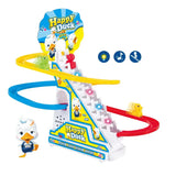 Penguin Track Toy Climb Stairs Children Kids Classic Cartoon Dogs Ducks Electrical Music Light Birthday Christmas New Year Gift