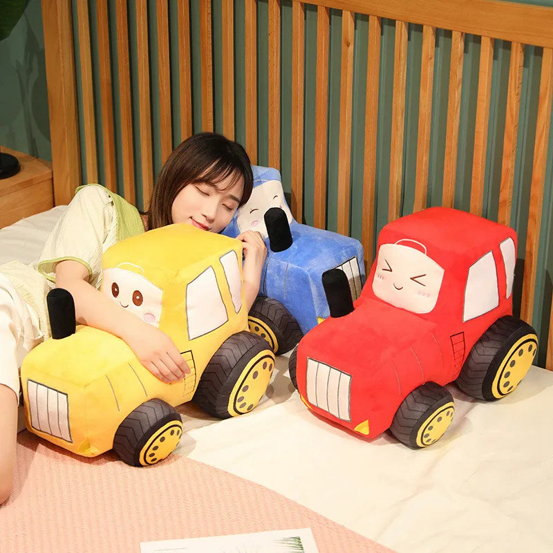 Kawaii Tractor Peluche Toys Lovely Simulation Car Plush Dolls Stuffed Soft Cartoon Tractor Pillow
