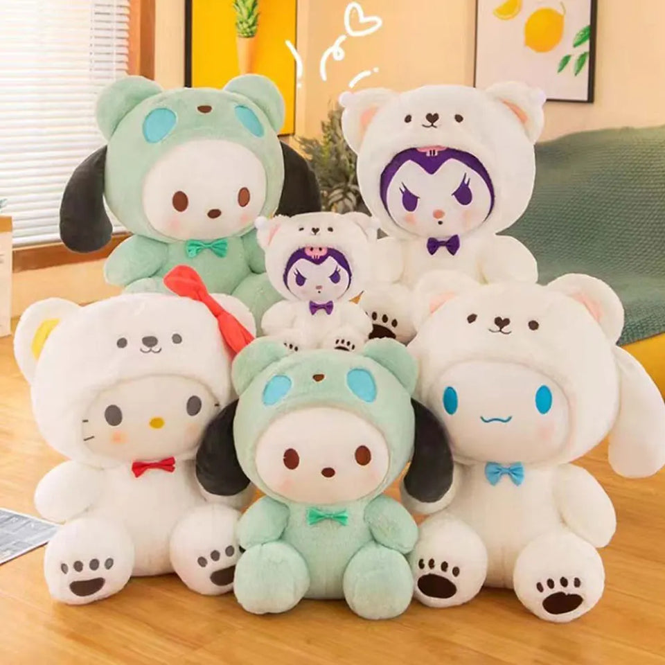 25cm Sanrio Plush Toy Hello Kitty Cinnamonroll Pochacco Kuromi Plushie Toys Stuffed Cute Cartoon Doll Birthday Christmas Gift