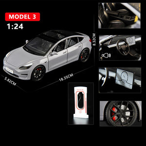 1:24 Tesla Model 3 Model Y Model S Model X Alloy Die Cast Car Model Sound and Light Children's Toy Collectibles Birthday gift