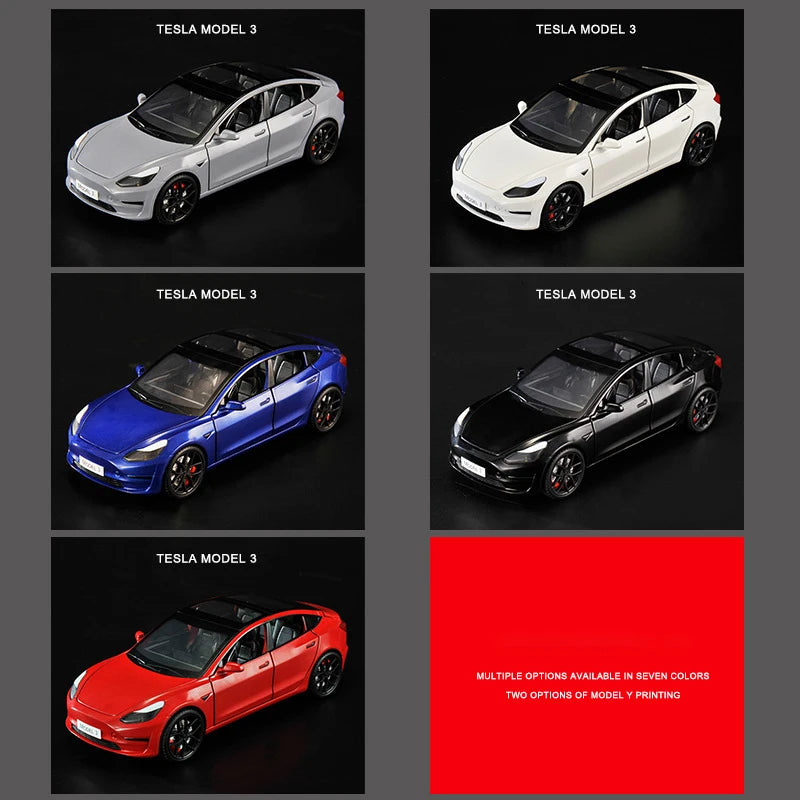 1:24 Tesla Model 3 Model Y Model S Model X Alloy Die Cast Car Model Sound and Light Children's Toy Collectibles Birthday gift