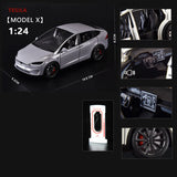 1:24 Tesla Model X Model Y Tesla Model 3 Alloy Die Cast Toy Car Model Sound and Light Children's Toy Collectibles Birthday gift