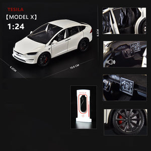 1:24 Tesla Model X Model Y Tesla Model 3 Alloy Die Cast Toy Car Model Sound and Light Children's Toy Collectibles Birthday gift