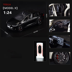 1:24 Tesla Model X Model Y Tesla Model 3 Alloy Die Cast Toy Car Model Sound and Light Children's Toy Collectibles Birthday gift
