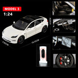 1:24 Tesla Model 3 Model Y Model S Model X Alloy Die Cast Car Model Sound and Light Children's Toy Collectibles Birthday gift