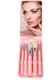 Travel Portable Cosmetic Box Storage Pink Plastic Makeup Mirror With Led