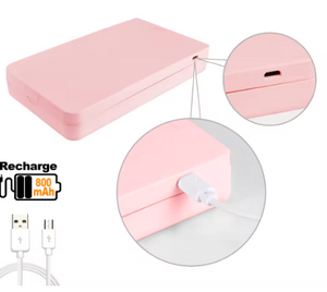 Travel Portable Cosmetic Box Storage Pink Plastic Makeup Mirror With Led