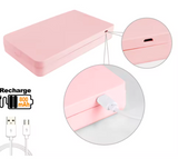 Travel Portable Cosmetic Box Storage Pink Plastic Makeup Mirror With Led