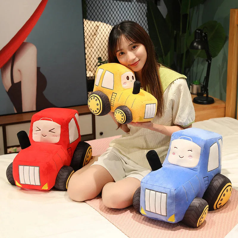 Kawaii Tractor Peluche Toys Lovely Simulation Car Plush Dolls Stuffed Soft Cartoon Tractor Pillow