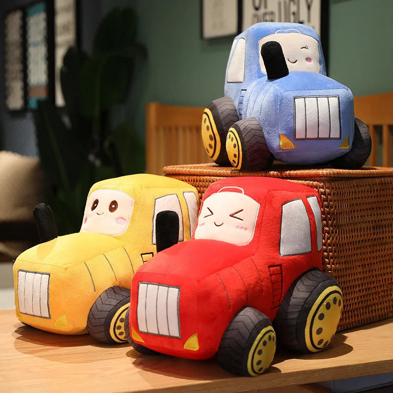 Kawaii Tractor Peluche Toys Lovely Simulation Car Plush Dolls Stuffed Soft Cartoon Tractor Pillow